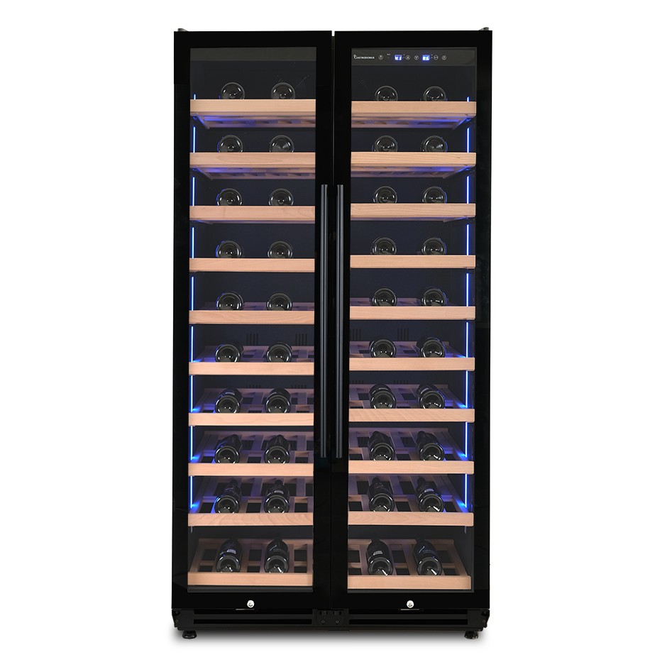 Einbau-Weinkühlschrank (800 L), 1 Kühlzone, 8 Fächer, 168 Flaschen, +5°C/+22°C, Umluftkühlung