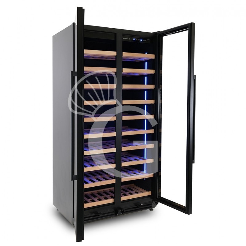 Einbau-Weinkühlschrank (800 L), 1 Kühlzone, 8 Fächer, 168 Flaschen, +5°C/+22°C, Umluftkühlung