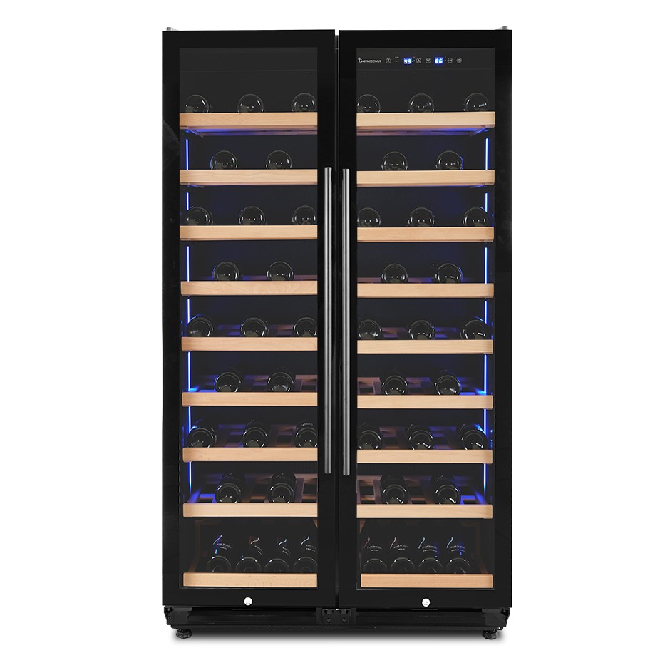 Einbau-Weinkühlschrank (508 L), 1 Kühlzone, 7 Fächer, 76 Flaschen, +5°C/+22°C, Umluftkühlung