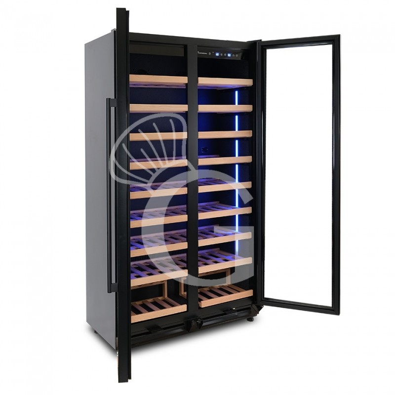 Einbau-Weinkühlschrank (508 L), 1 Kühlzone, 7 Fächer, 76 Flaschen, +5°C/+22°C, Umluftkühlung