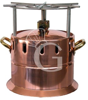 Gas Flambier-Rechaud, Kupfer, Topfhalterung aus Edelstahl, Durchmesser: 260 mm, H 295 mm