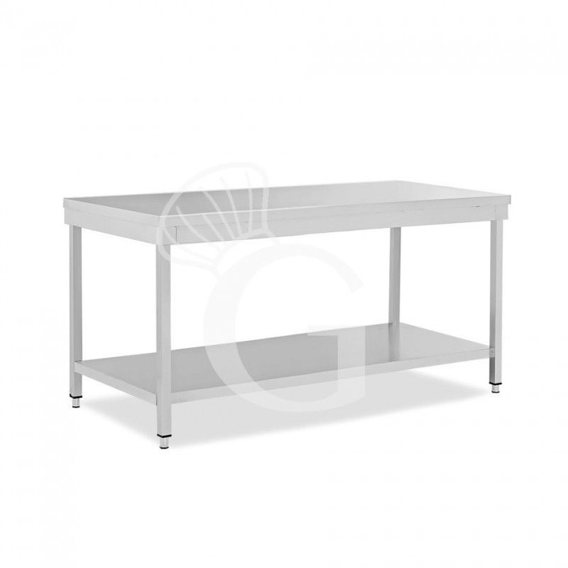 Tavolo semplice in acciaio inox con 1 ripiano e misure L 1900 mm x P 800 mm x H 850 mm