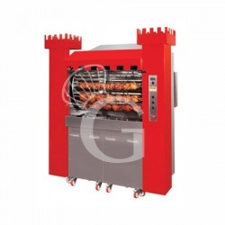 Holzbeheizter Hähnchengrill, Rotation, B 1900 mm x T 1350 mm x H 2320 mm, für 126 Hähnchen