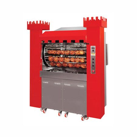 Holzbeheizter Hähnchengrill, Rotation, B 1900 mm x T 1350 mm x H 2320 mm, für 126 Hähnchen