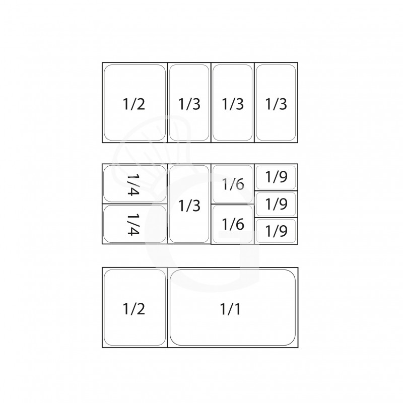 Pizza-Kühlaufsatzvitrine, Länge 1200 mm, für 3 GN1/3 Behälter + 1 GN1/2 Behälter