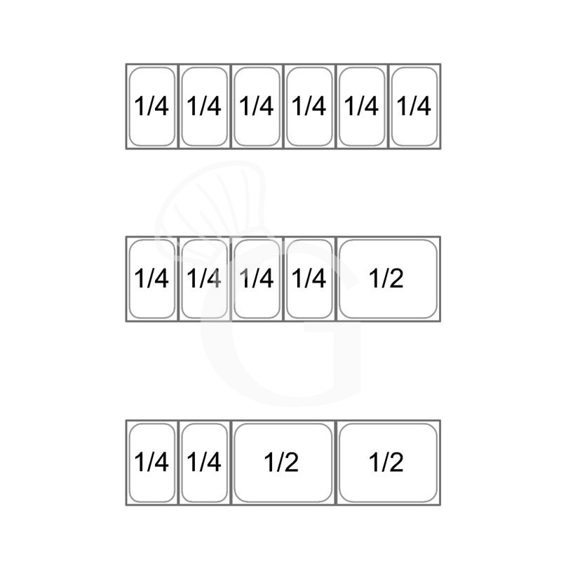 Pizza-Kühlaufsatzvitrine, Motor (links), Länge 1400 mm, für 6 Behälter GN1/4