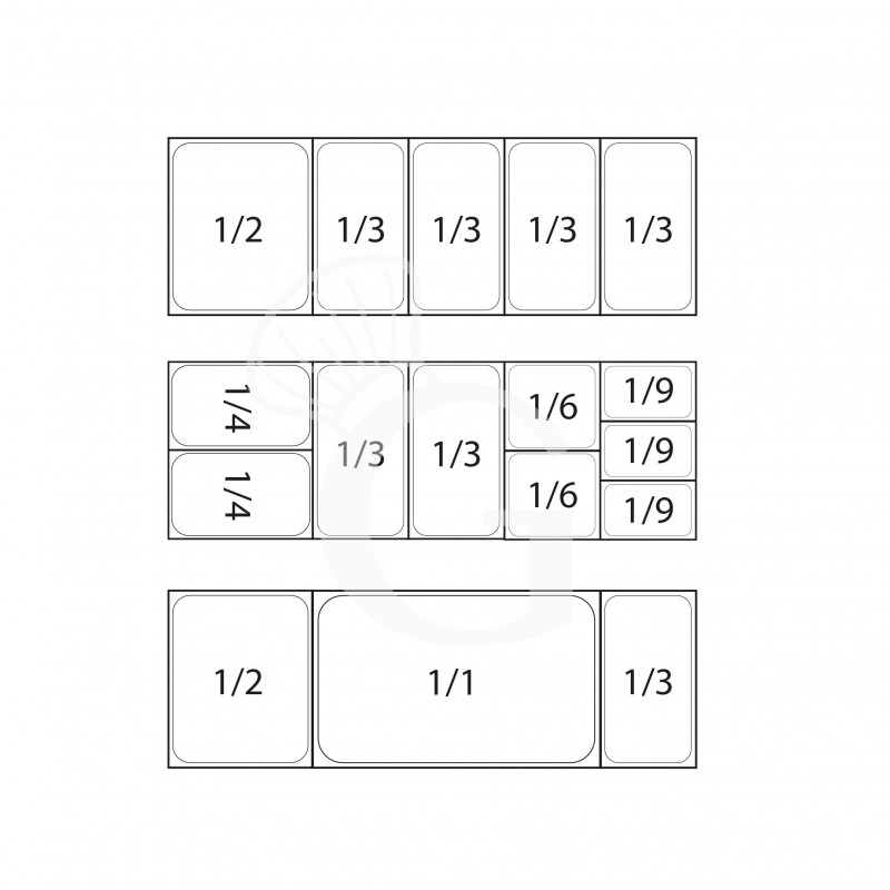 Pizza-Kühlaufsatzvitrine, Motor (links), Länge 1400 mm, für 4 Behälter GN1/3 + 1 Behälter GN1/2