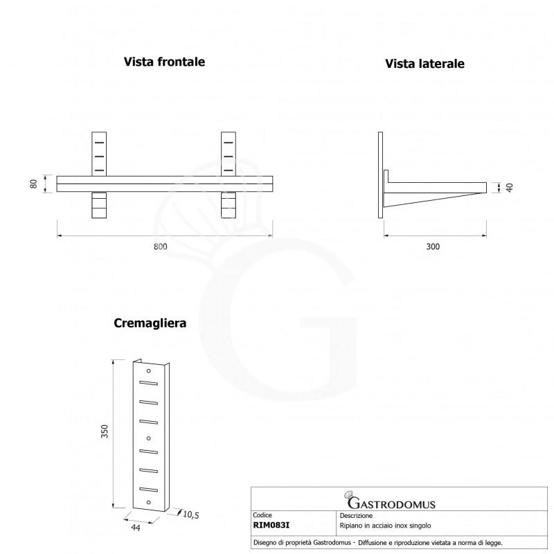 Wandbord, doppelt, B 800 mm x T 300 mm x H 700 mm
