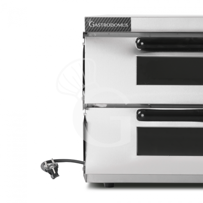 Elektro-Pizzaofen, 2 Backkammern, für 1 Pizza (Ø 320 mm), mechanische Kontrolle, 350 °C, 3 kW