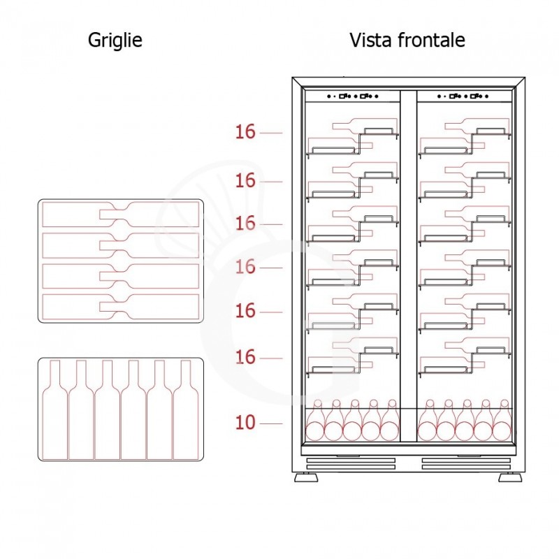 copy of Espositore refrigerato per vino - 3+1 ripiani cromati - capacità 85 LT - temp. + 4° C / + 10° C