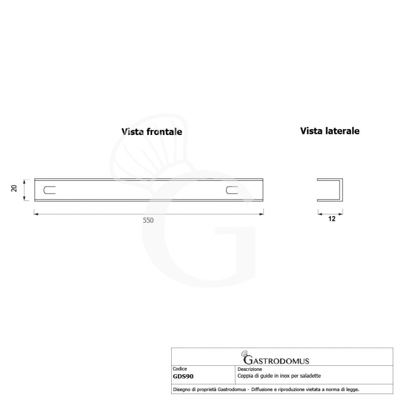 copy of Coppia di guide in inox per tavoli refrigerati p.700