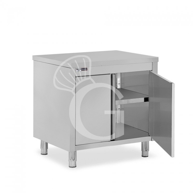 Schranktisch / Arbeitsschrank, Edelstahl, 1 Flügeltür, B 800 mm x T 700 mm x H 850 mm