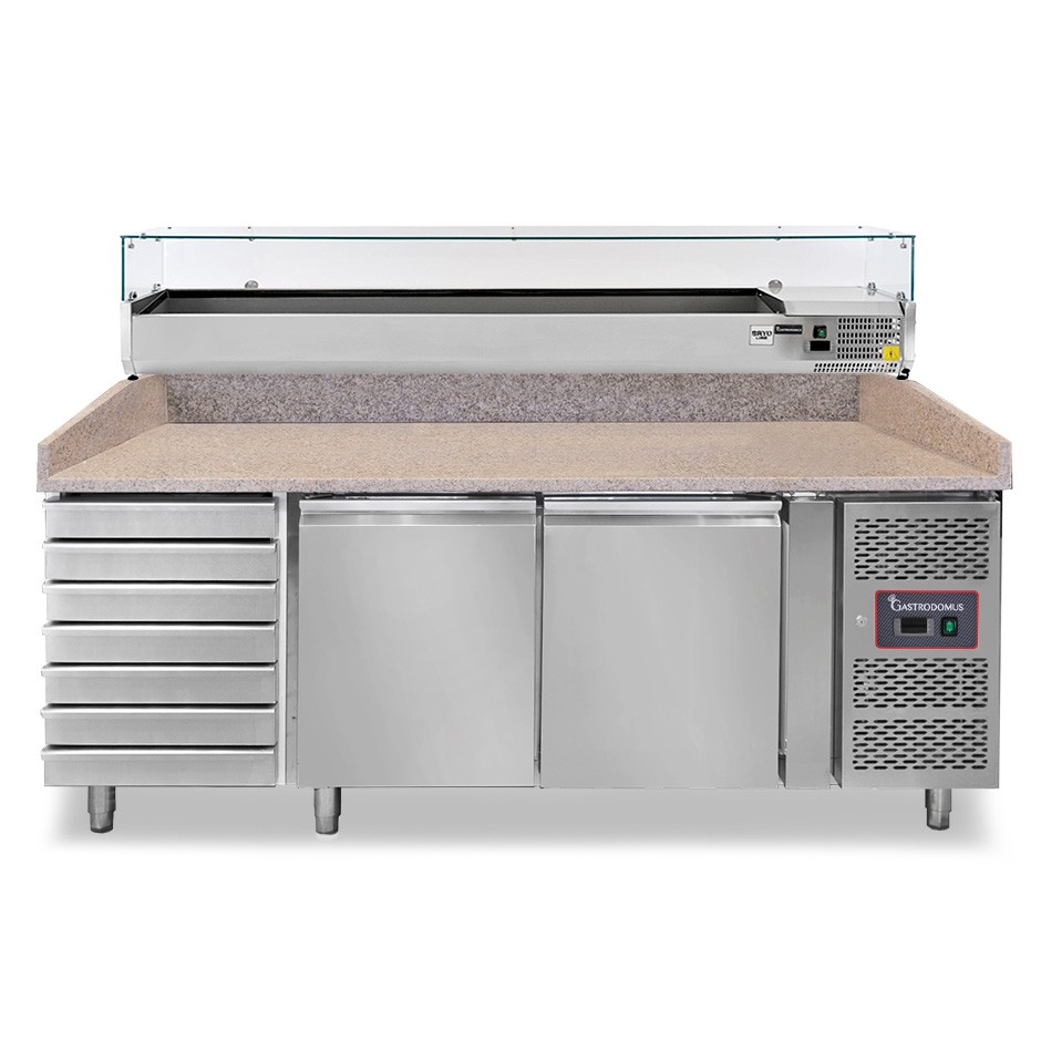 copy of Banco pizza 60x40 2 porte - 7 cassetti - vetrina predisposta per 9 bacinelle GN1/3