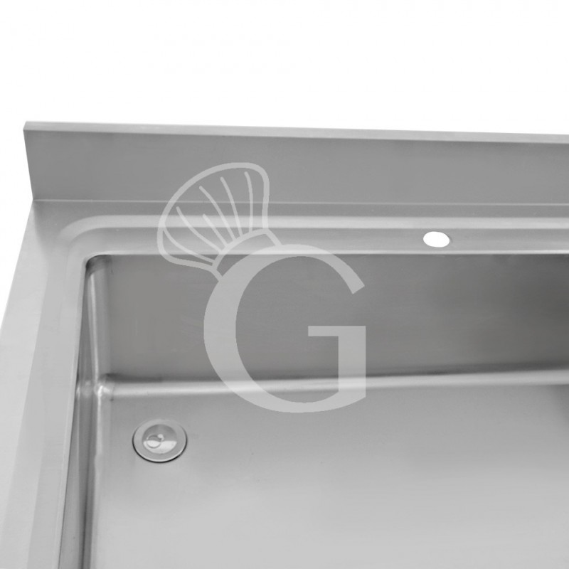 Spülschrank, Edelstahl, 2 Schiebetüren, 1 Becken, Aufkantung, Hahnloch Ø 32 mm, B 1000 mm x T 700 mm x H 965 mm