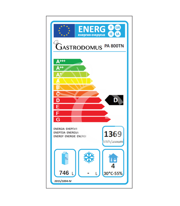 Kühlschrank für Konditoreien – Umluftkühlung – Temperatur +2°C/+8°C – 800 l
