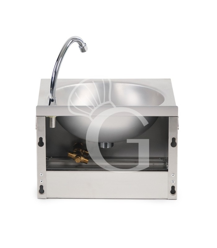 Handwaschbecken, Wandmontage, Kniebedienung, mit Wasserhahn