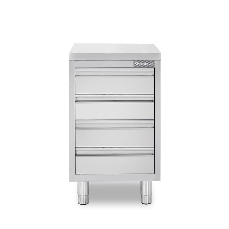 Schubladenschrank, Edelstahl, 4 Schubladen, B 500 X T 600 X H 850 mm