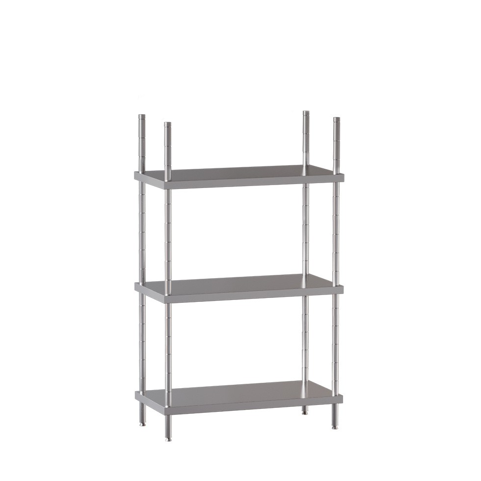 Edelstahlregal (B 900 mm x T 600 mm x H 1500 mm), 4 Ablagen
