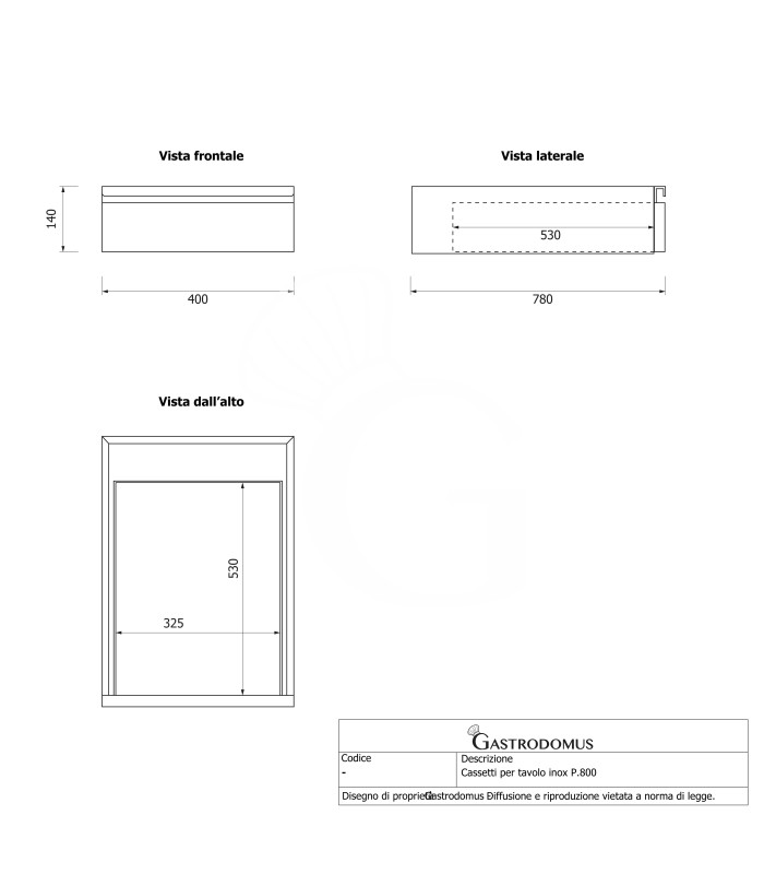 Edelstahltisch, Grundboden, 2 Schubladen, B 1000 mm X T 800 mm X H 865 mm