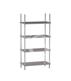 Edelstahlregal (900 mm x T 600 mm x H 2000 mm), 4 Ablagen
