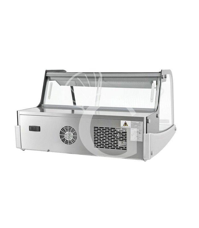 copy of Tischkühlvitrine – schwarz & Edelstahlfarben – belüftet – Kapazität 120 Liter – LED-Innenbeleuchtung