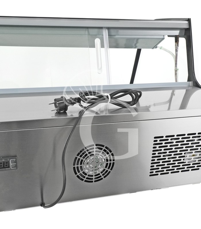 copy of Tischkühlvitrine – schwarz & Edelstahlfarben – belüftet – Kapazität 120 Liter – LED-Innenbeleuchtung