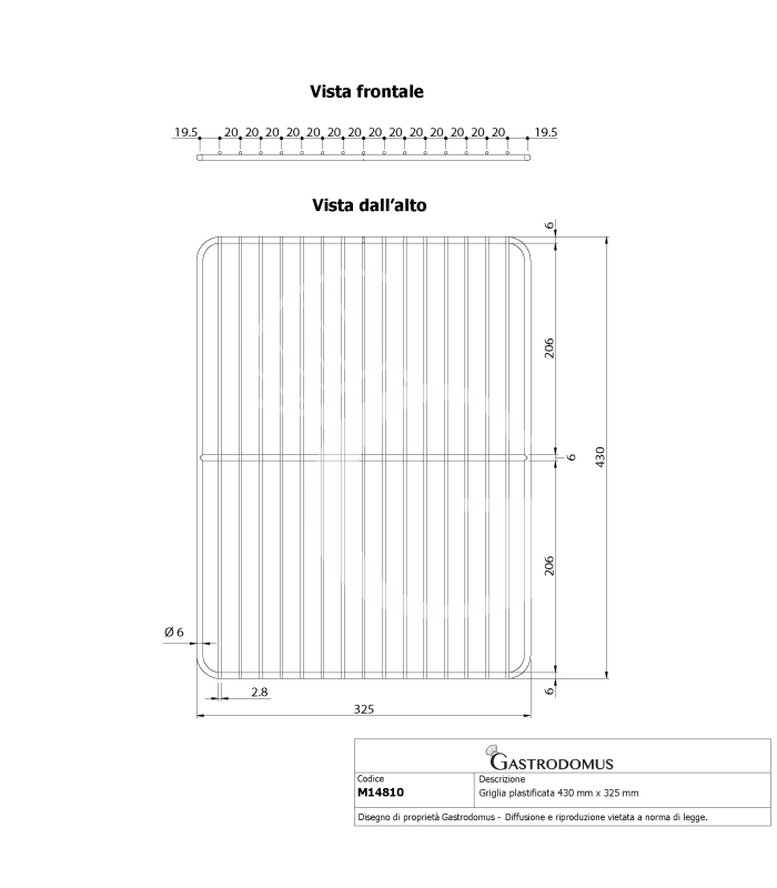 Gitter aus Polyethylen,  430 mm x 325 mm