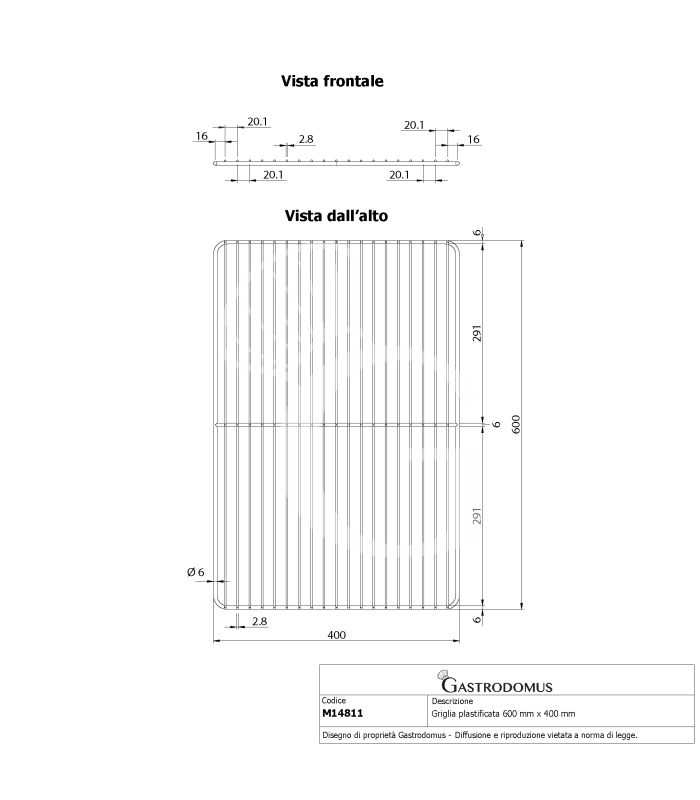 Kunststoffbeschichtetes Gitter, 600 mm x 400 mm