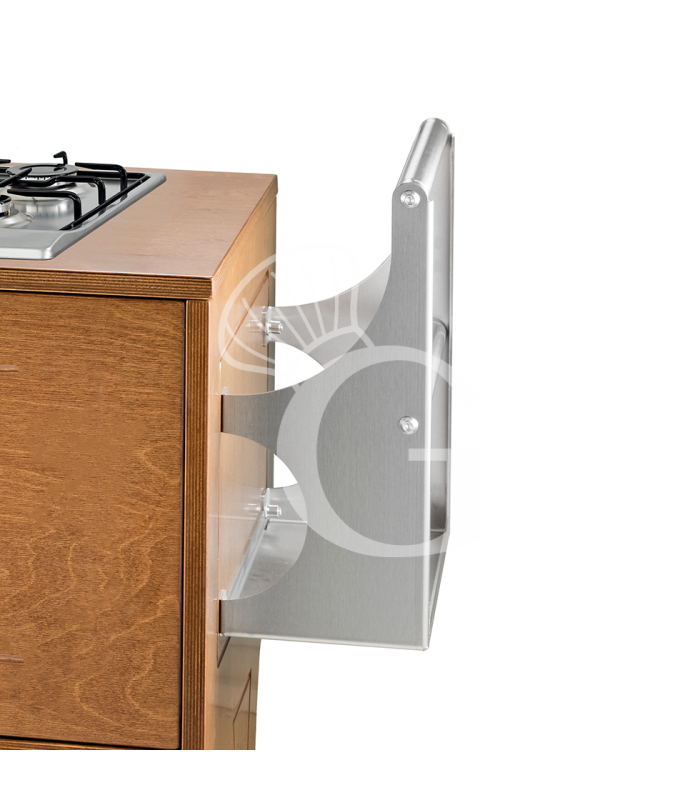 Flambierwagen, Melaminharzbeschchtetes Holz, 2 Kochstellen, B 1150 mm x T 550 mm x H 1080 mm