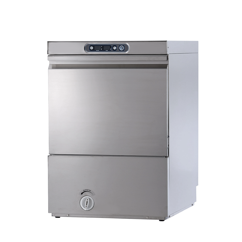 INDUSTRIELLE GERÄTESPÜLMASCHINE, MECHANISCH, NUTZHÖHE 400 MM, KORB 500X500 MM, GEEIGNET FÜR BACKBLECH 600X400 MM