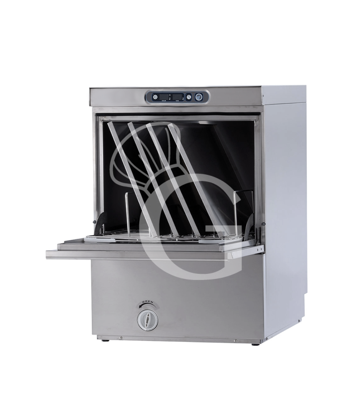 INDUSTRIELLE GERÄTESPÜLMASCHINE, MECHANISCH, NUTZHÖHE 400 MM, KORB 500X500 MM, GEEIGNET FÜR BACKBLECH 600X400 MM