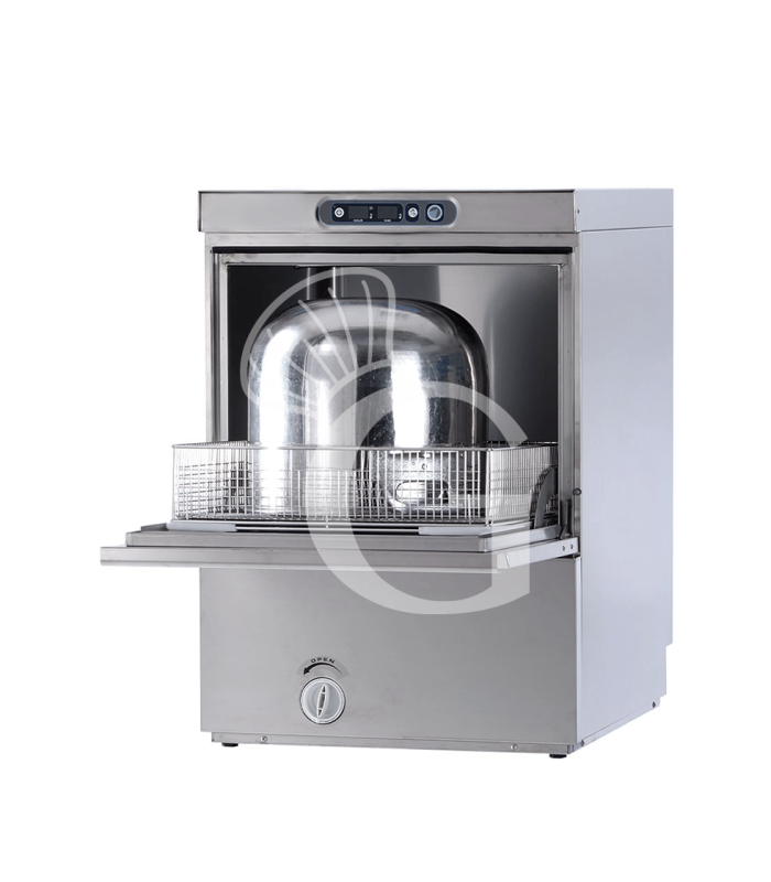 INDUSTRIELLE GERÄTESPÜLMASCHINE, MECHANISCH, NUTZHÖHE 400 MM, KORB 500X500 MM, GEEIGNET FÜR BACKBLECH 600X400 MM