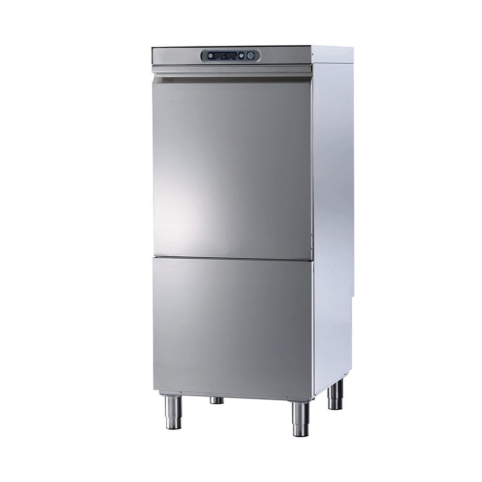 Industrielle Gerätespülmaschine, mechanisch, Nutzhöhe 470 mm, Korb (500x500 mm), geeignet für Backblech (600x400 mm)