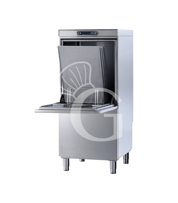 Industrielle Gerätespülmaschine, mechanisch, Nutzhöhe 470 mm, Korb (500x500 mm), geeignet für Backblech (600x400 mm)