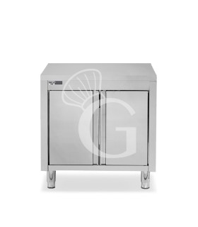 Schranktisch / Arbeitsschrank, Edelstahl, 1 Flügeltür, B 800 mm x T 800 mm x H 850 mm