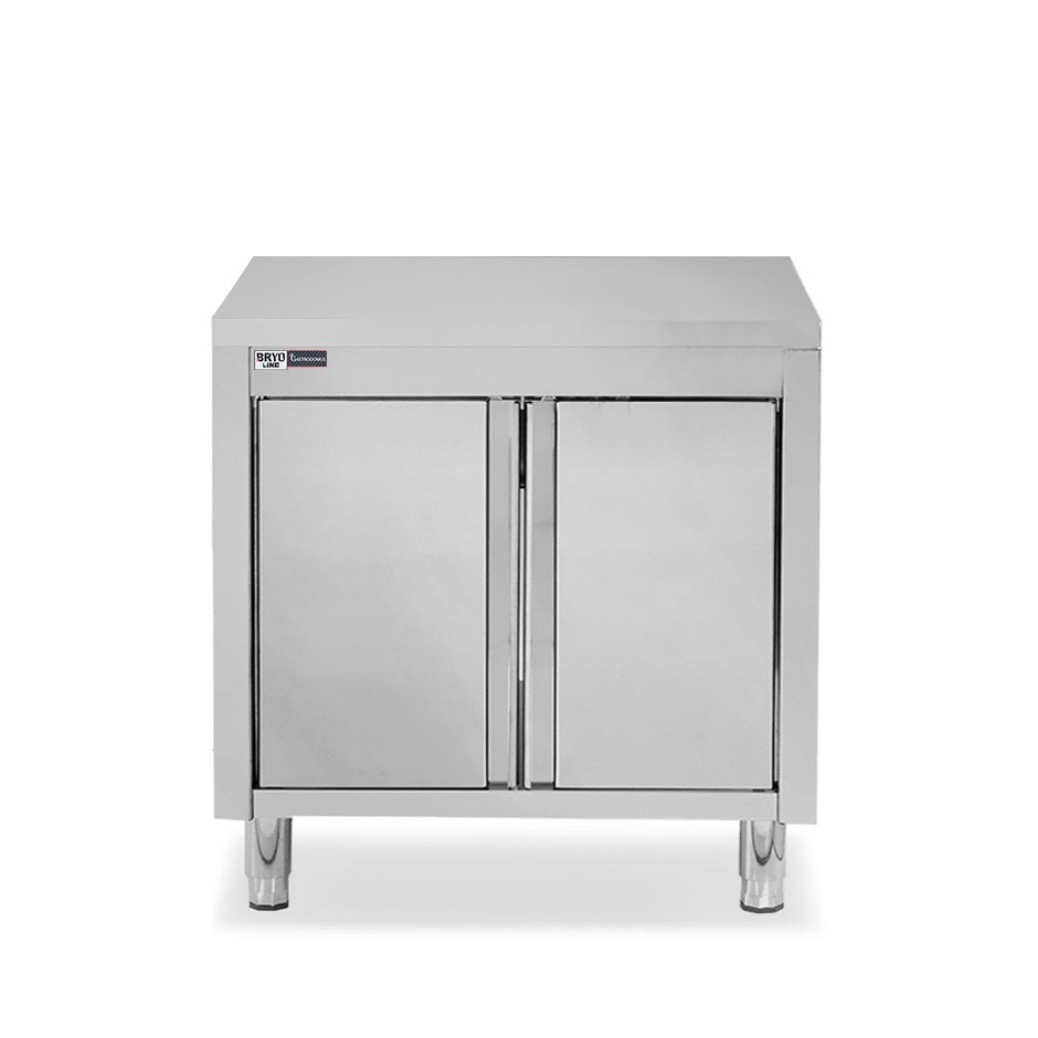 Schranktisch / Arbeitsschrank, Edelstahl, 1 Flügeltür, B 800 mm x T 800 mm x H 850 mm