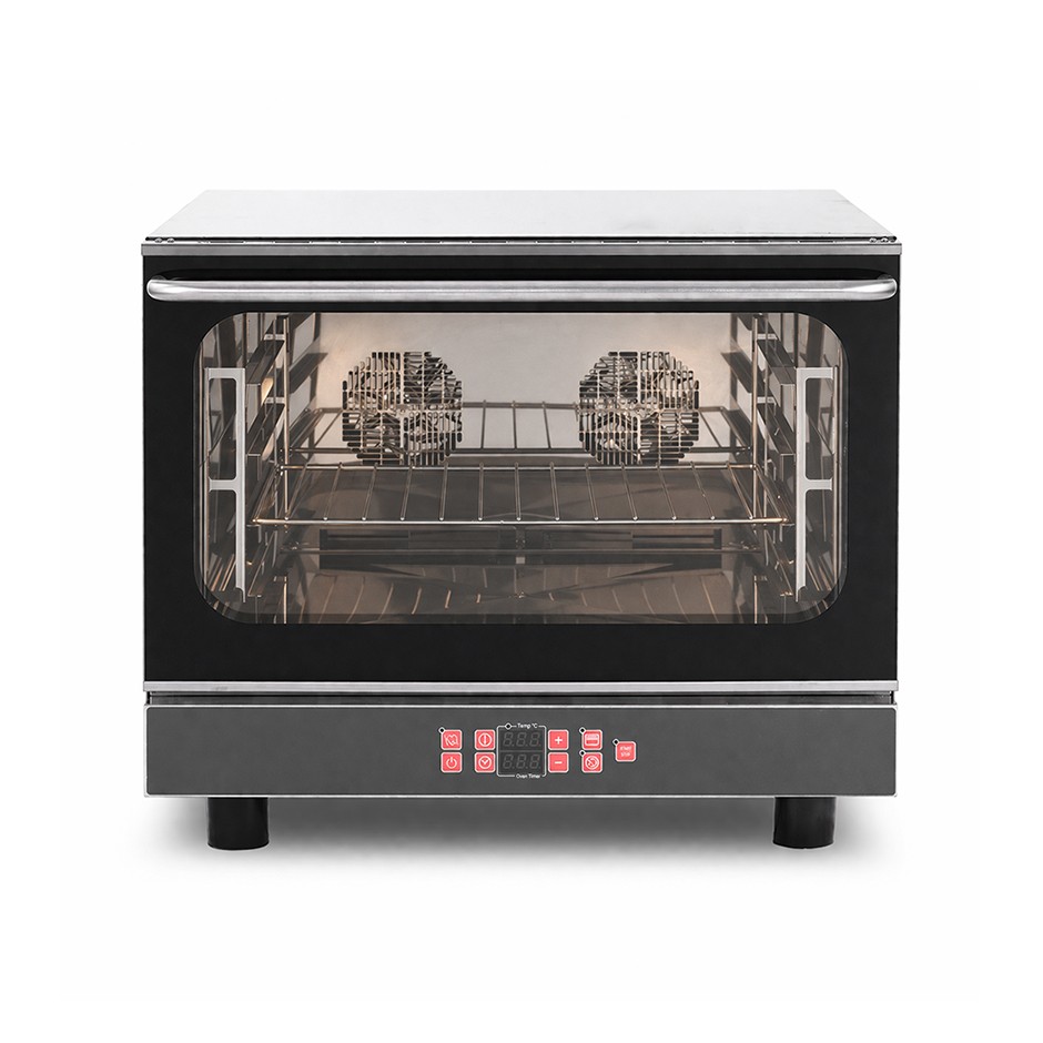 Elektro Heißluftofen für Croissants, Luftbefeuchter, Grill, Klapptür, digitale Steuerung, 4 Backbleche GN 1/1 (530x325 mm)