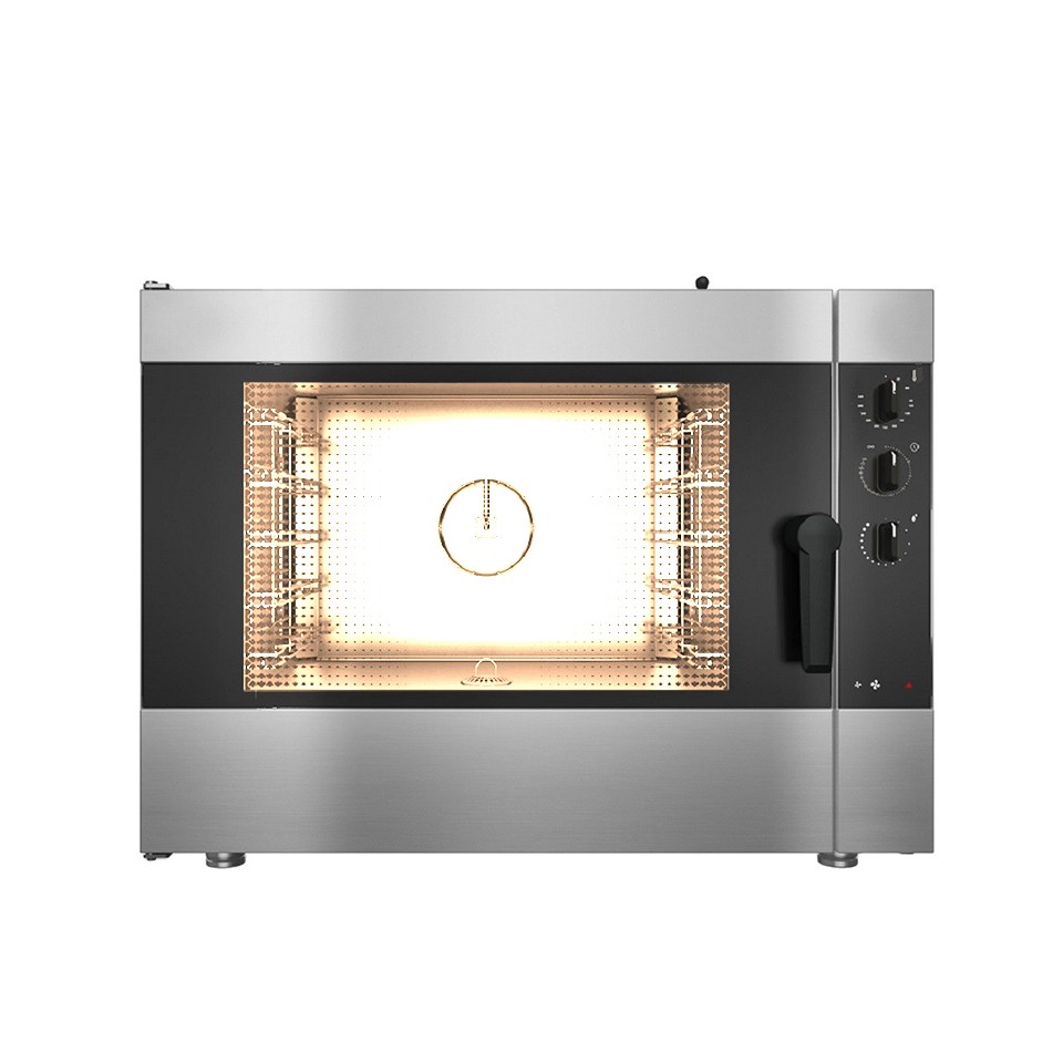 Gas Heißluftofen, elektromechanische Steuerung, Luftbefeuchter, für 5 Backbleche GN1/1 oder 600x400 mm