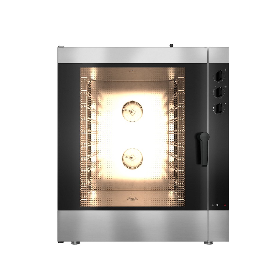 Gas Heißluftofen, elektromechanische Steuerung, Luftbefeuchter, für 10 Backbleche GN1/1 oder 600x400 mm