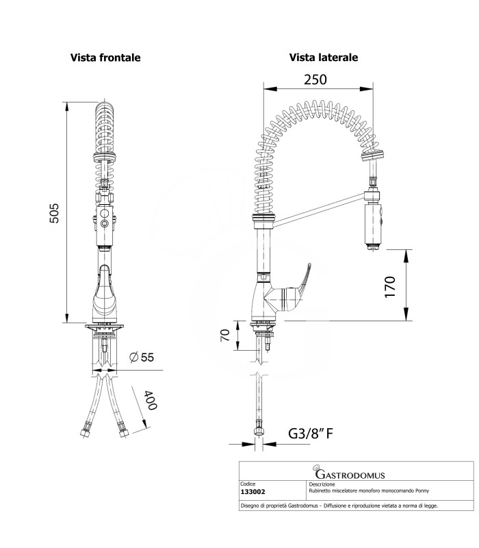 Einloch, Geschirrbrause, Mischbatterie, "Ponny"