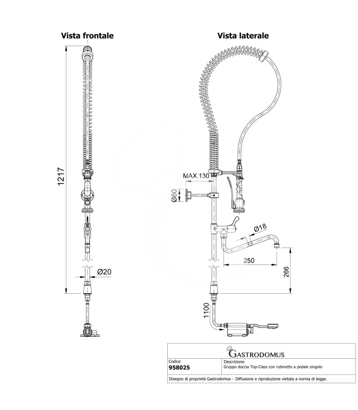 Geschirrbrause, Fußbedienung - 1 Pedal