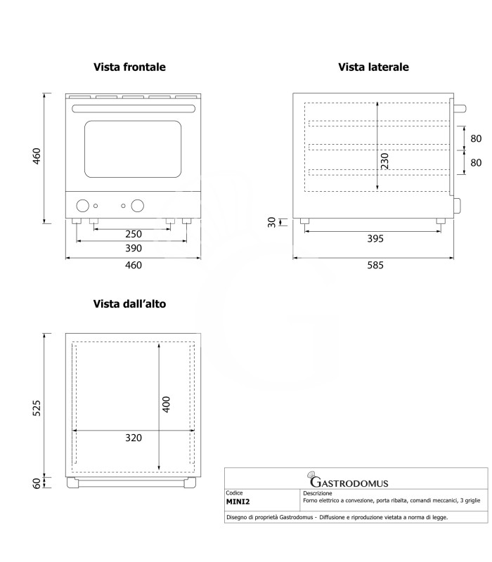 Elektro Heißluftofen, Klapptür, mechanische Steuerung, 3 Backbleche, 2,6 kW