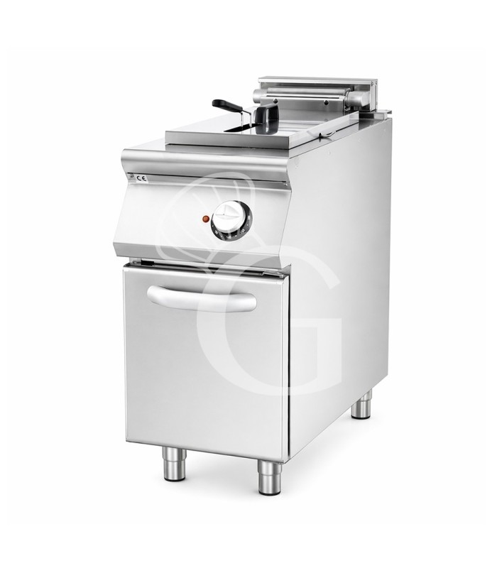 Profi Elektro-Fritteuse mit 1 Becken (15 Liter) und Schrank, Standgerät, Leistung 10,2 kW – dreiphasig