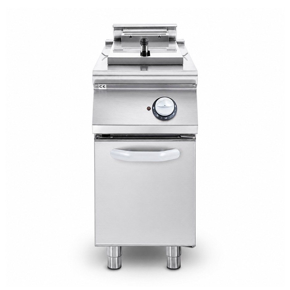 Profi Elektro-Fritteuse mit 1 Becken (15 Liter) und Schrank, Standgerät, Leistung 10,2 kW – dreiphasig
