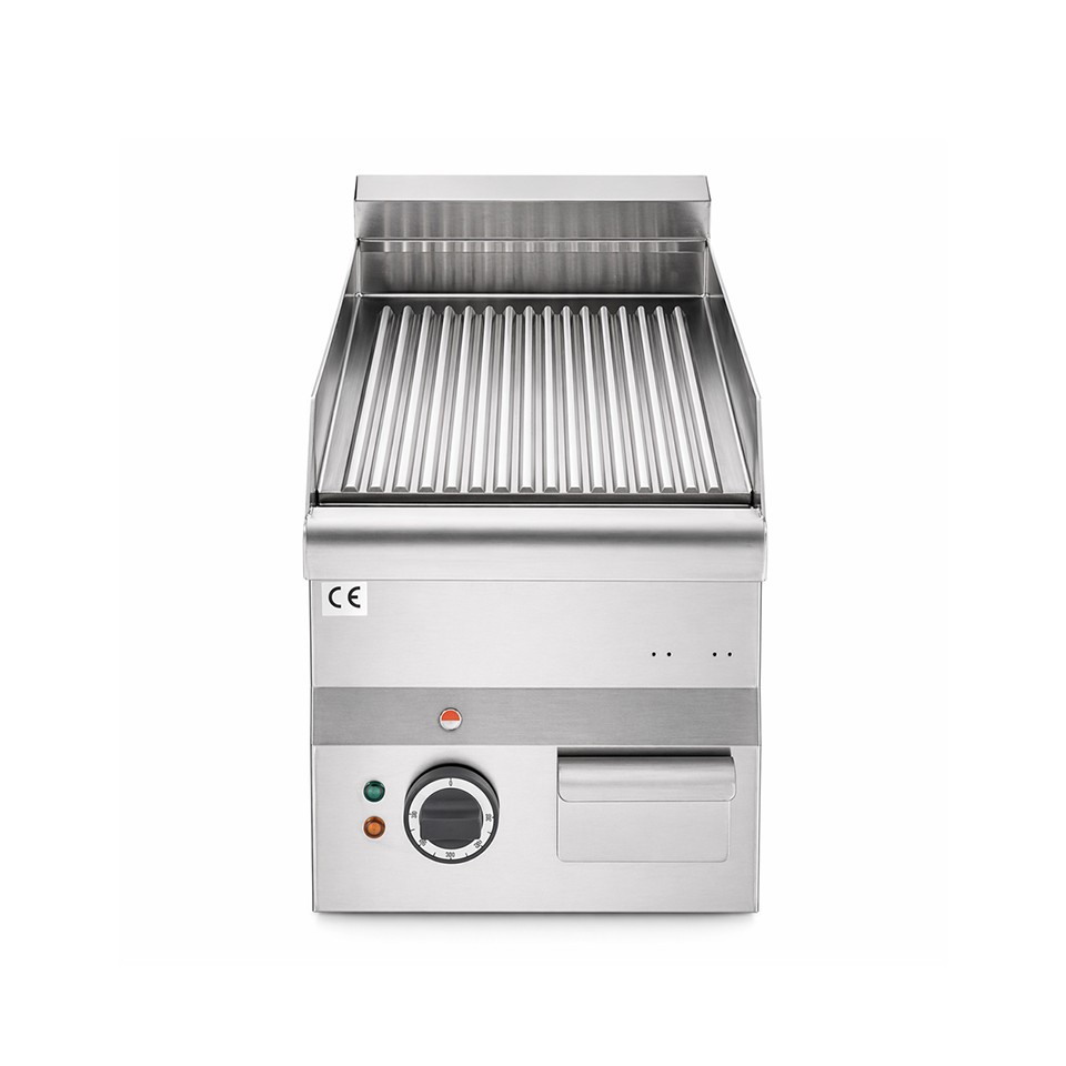 Elektro Bratplatte - gerillt, Tischgerät, T 600 mm, 3000 W, einphasig