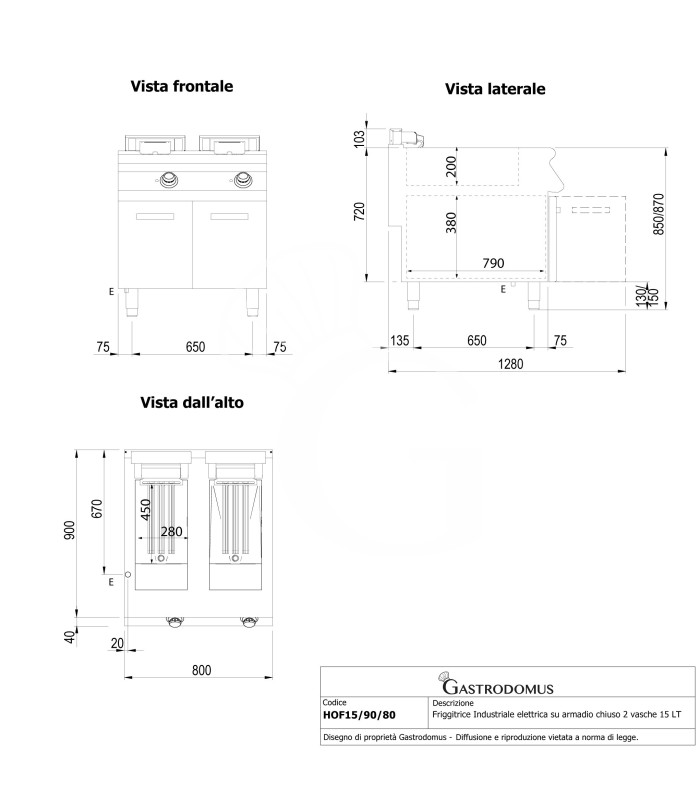 Profi Elektro-Fritteuse mit 2 Becken (2 x 15 Liter) und Schrank, Standgerät, Leistung 20,4 kW – dreiphasig