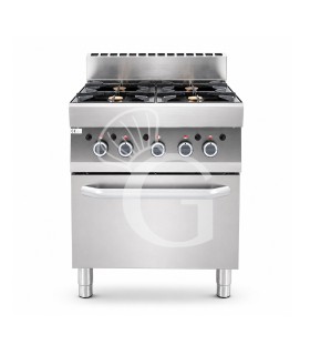 Professioneller Gasherd mit 4 Brenner und Gasbackofen – Tiefe 650 mm