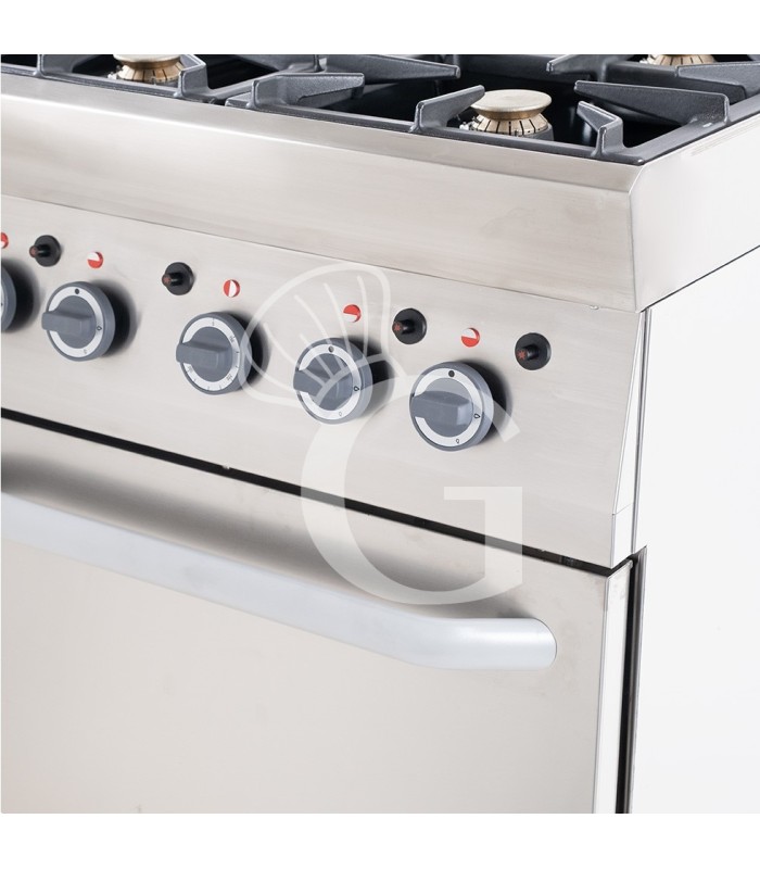 Professioneller Gasherd mit 4 Brenner und Gasbackofen – Tiefe 650 mm