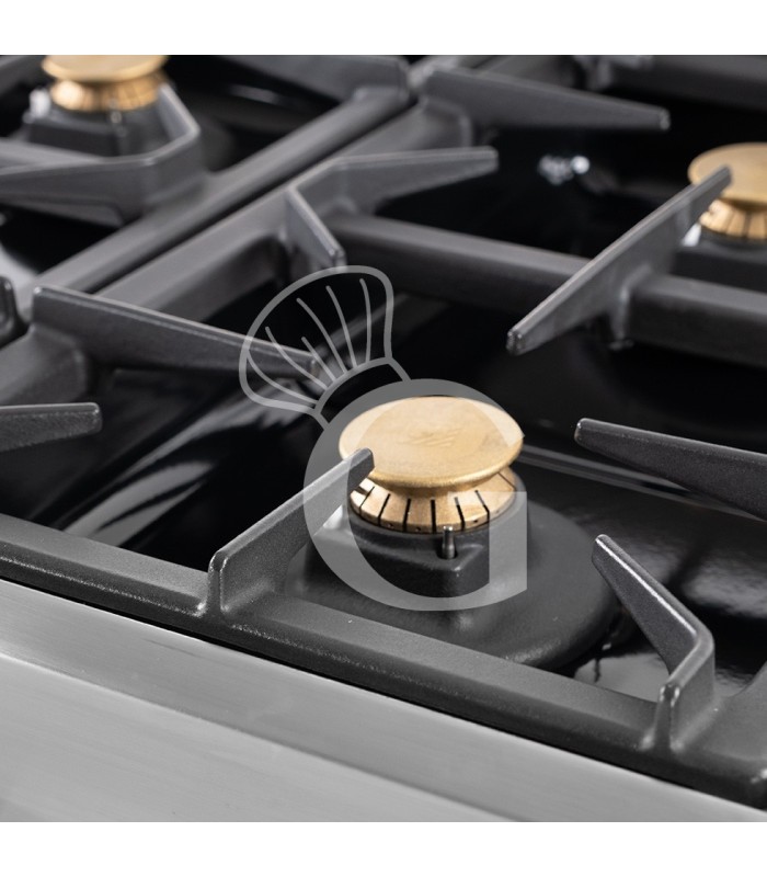 Professioneller Gasherd mit 4 Brenner und Gasbackofen – Tiefe 650 mm
