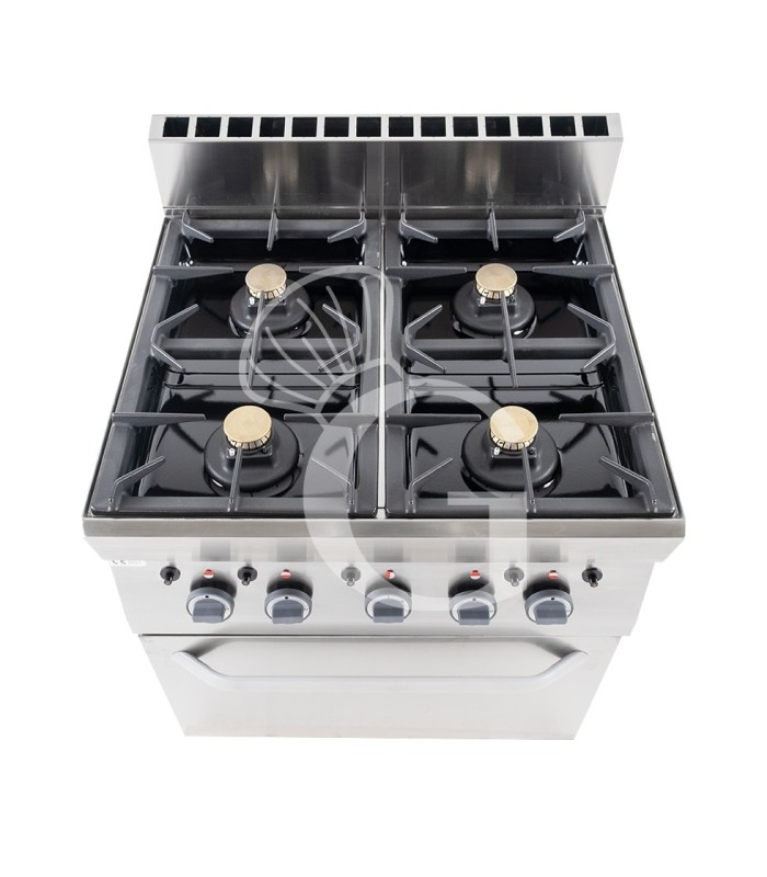 Professioneller Gasherd mit 4 Brenner und Gasbackofen – Tiefe 650 mm